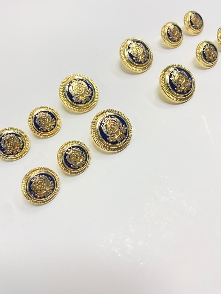Karan Tuhafiye Karan Haberdashery Blazer Jacket Button Set 12 Gold Navy Blue Inside  - Image 2