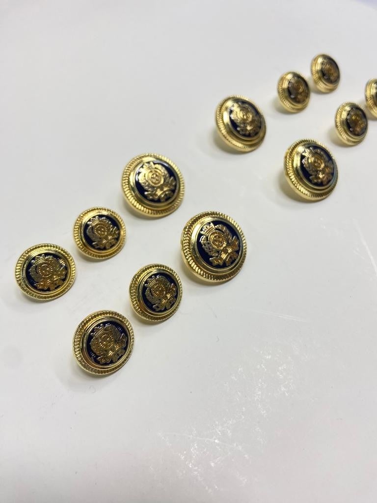 Karan Tuhafiye Karan Haberdashery Blazer Jacket Button Set 12 Gold Navy Blue Inside  - Image 4