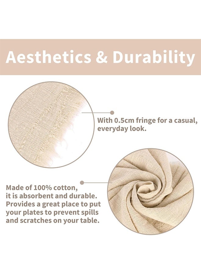 غنافوتو مناديل قطنية من الكتان، 6 قطع مصنوعة يدويًا مع أطراف مهدبة، 16.5 × 16.5 بوصة، مناديل عشاء مربعة ناعمة وريفية لحفلات الزفاف والحفلات، لون عاجي - Image 4