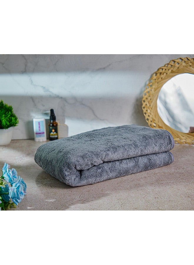 Krujyam Microfiber Large Bath Towels | (70x140) Extra Soft Plush & Quick Dry High Absorbency with Large Size Towels for Bathing (Grey) - Image 3