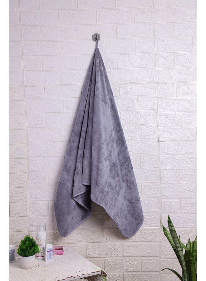 Krujyam Microfiber Large Bath Towels | (70x140) Extra Soft Plush & Quick Dry High Absorbency with Large Size Towels for Bathing (Grey) - Image 2