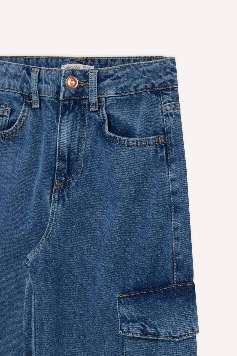 ديفاكتو Girl Wide Leg Cotton Cargo Jeans