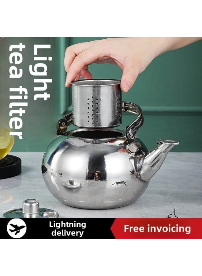 304 Thickened Stainless Steel Small Teapot Tea Special Pot Linglong Pot With Filter Mesh Restaurant Hotel Hotel Kettle-Color:New 304 Point Solution Original Color 18cm [1.4l]-Capacity:1l (inclusive)-2l (exclusive)  - Image 1