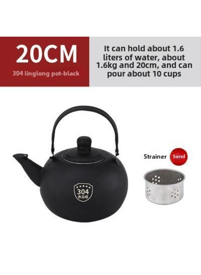 304 Thickened Stainless Steel Small Teapot Tea Special Pot Linglong Pot With Filter Mesh Restaurant Hotel Hotel Kettle-Color:New 304 Point Solution Original Color 18cm [1.4l]-Capacity:1l (inclusive)-2l (exclusive)  - Image 2