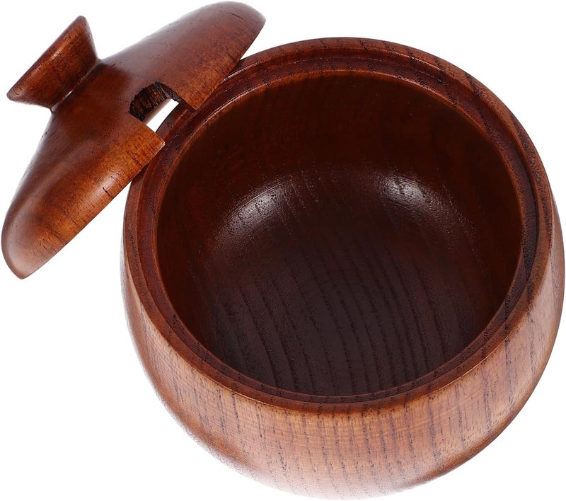 Hemoton Acacia Wood Seasoning Bowl with Lid MultiPurpose Kids Rice Bowl Elegant Wooden Food Container for Storage 314x314x354 Inch Brown - Image 4