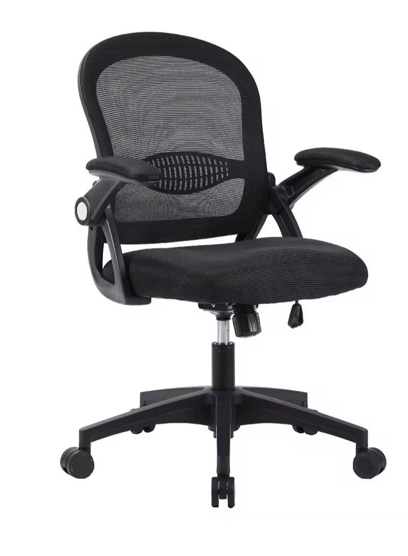 AGD Office Chair, Adjustable Low Back Mesh Chair with Foldable Armrests and Comfortable Lumbar Support, Computer and Home Office Chair. - Image 1