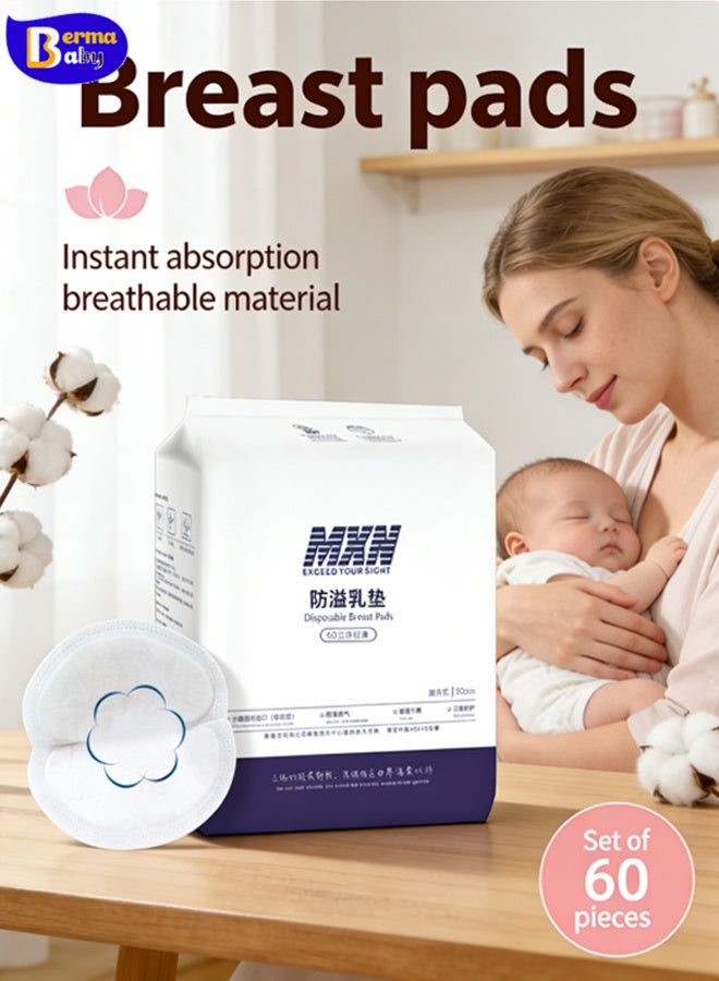 Berma Baby 60-Pieces Disposable Nursing Pads, Soft And Super Absorbent Breast Pads, Breast Feeding Essentials - Image 1