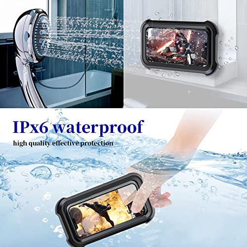 OOLYCIO Upgraded 480° Rotating Shower Phone Holder Waterproof Case with Touch Screen,OOLYICO Shower Accessories Guardian Buddy Phone Holder Wall Mount Shelf in Bathroom Bathtub for 4" - 7" Cell Phone -Black - Image 3