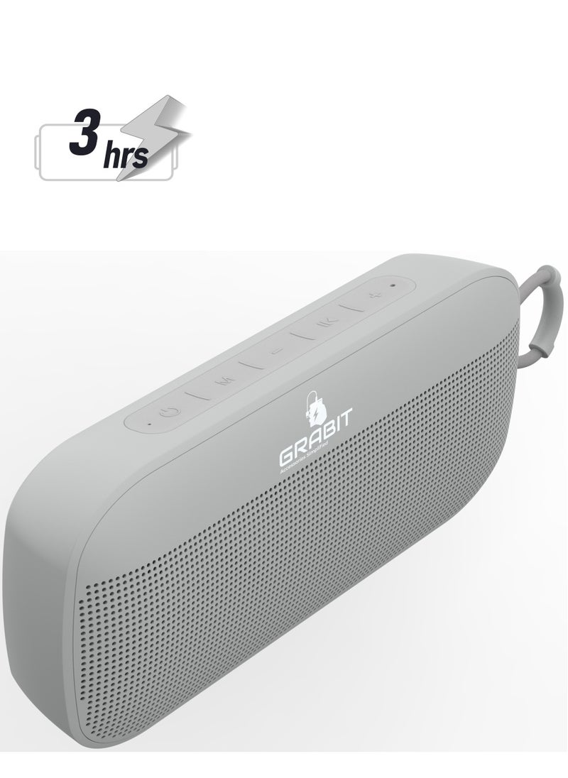 GRABIT - G-ROCK 5W Bluetooth Speaker – Compact & Powerful Experience clear stereo sound with Bluetooth 5.2, dual 52mm speakers, and a 1200mAh battery for 3-4 hours of playtime. Lightweight (0.5kg) and travel-friendly, it’s perfect for home, office, and outdoor use. Compatible with iPhone, Samsung, OnePlus, Xiaomi, Huawei, Google Pixel, iPads, MacBooks, and more. - Image 1