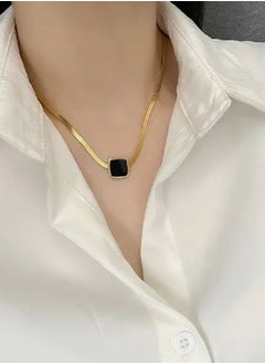 Stainless steel necklace luxurious decorated with a square shaped pendant decorated with a black stone simple modern necklace accessories gifts for women - from manikan - pzsku/ZFE4AD6A4FB0FCA675238Z/45/_/1732972878/4775250e-8ac7-463f-a8e4-f95f5d71502c