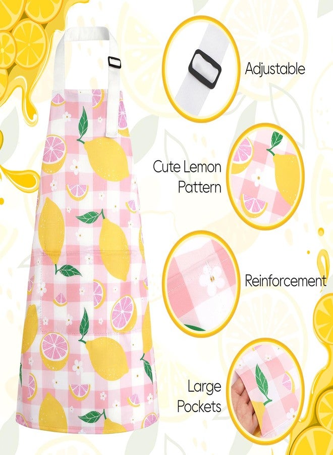 XLSXEXCL 4 Pcs Lemon Kids Apron with Pockets Lemonade Stand Supplies Adjustable Lemonade Stand Aprons Costume for Boys Girls Cooking Painting - Image 2