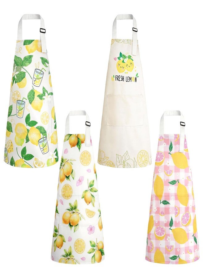 XLSXEXCL 4 Pcs Lemon Kids Apron with Pockets Lemonade Stand Supplies Adjustable Lemonade Stand Aprons Costume for Boys Girls Cooking Painting - Image 1