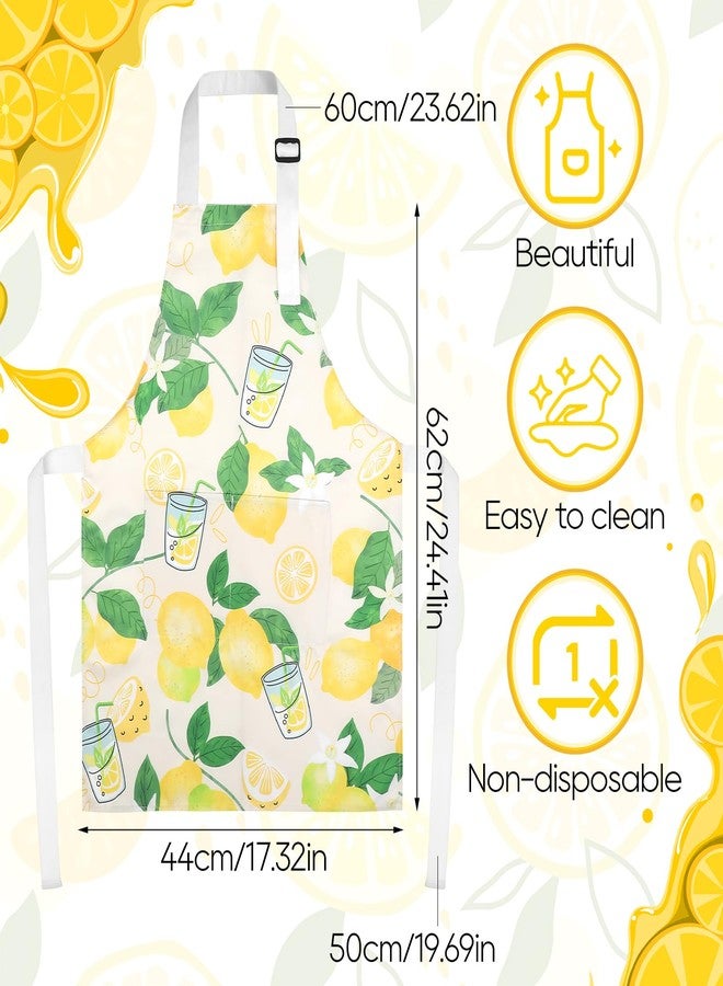 XLSXEXCL 4 Pcs Lemon Kids Apron with Pockets Lemonade Stand Supplies Adjustable Lemonade Stand Aprons Costume for Boys Girls Cooking Painting - Image 3