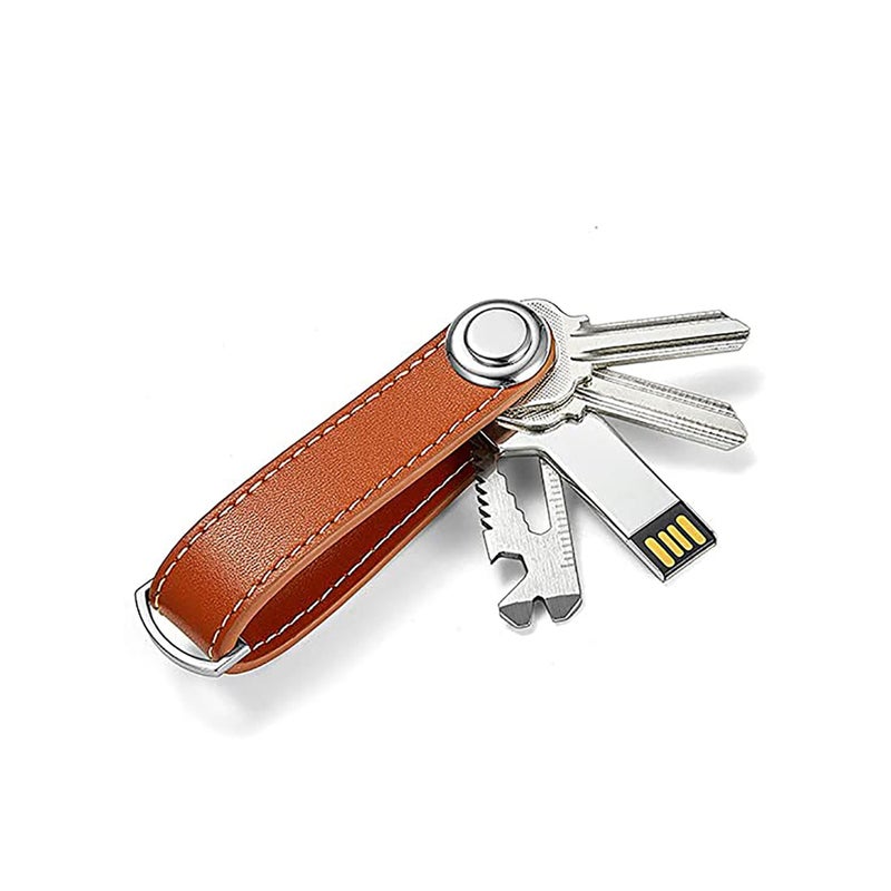SOLARAE Smart Key Organizer Compact Key Holder Leather Keychain Folding Pocket Key Holder Chain - Image 1