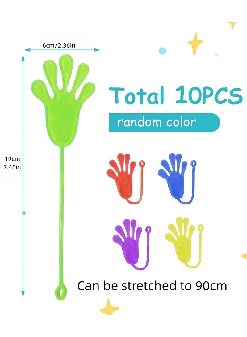 10 Pcs Stretchy Sticky Hands for Kids - Slappy Hands Party Favors, Classroom Prizes, Birthday Party Supplies - Extreme Stretch Fidget Toys (Random Colors) - Image 2