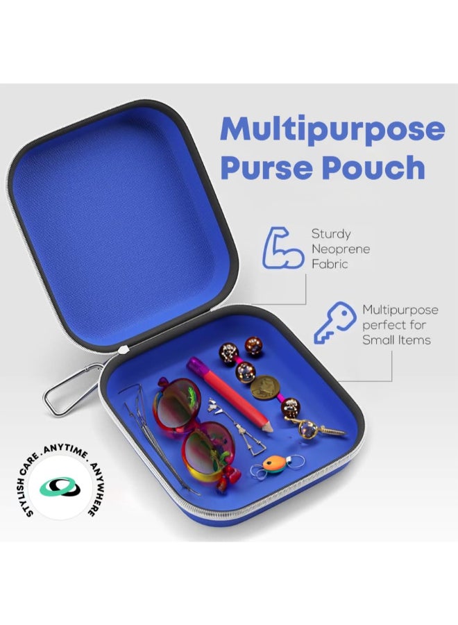 OPTIPAK Multipurpose Purse Pouch Neoprene Makeup Bag with Zipper Pouch Carabiner Keychain Portable Travel Cosmetic Bag Womens Travel Makeup Tote Pack of 1 - Image 3