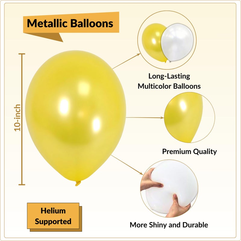 1iAM Happy Birthday Decoration Items | 60pcs Balloons, 1pc Red Banner & 1pc Arch for Husband, Wife, Baby, Boy, Girl, Girlfriend, Boyfriend Birthday Party Decoration (Golden & White | Pack of 62) - Image 5