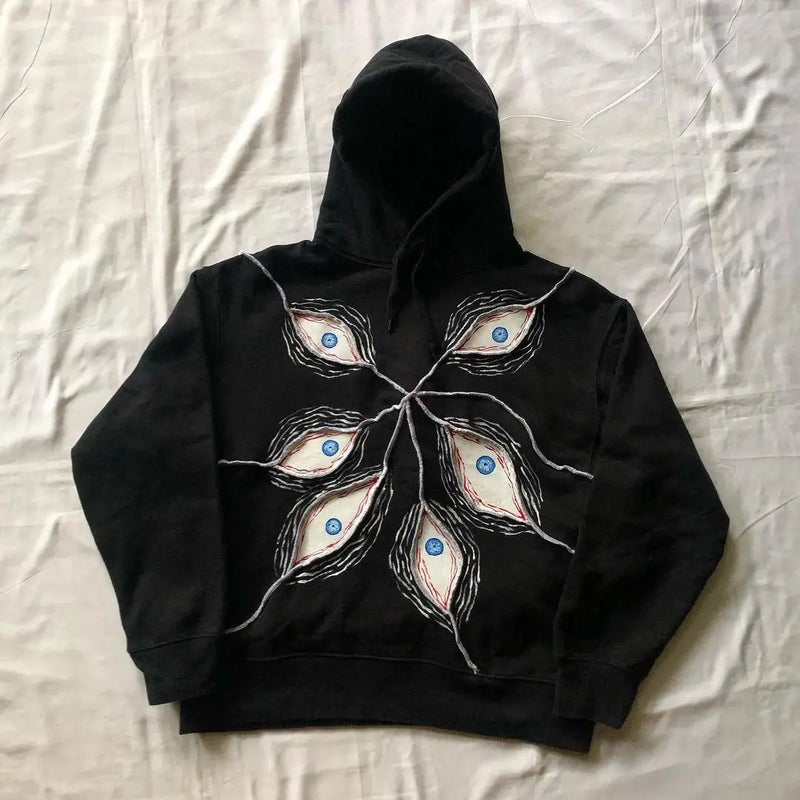 Y2K Skeleton Zipper Hoodie 90 s Vintage Pattern Printed Zipper Top l Sweatshirt Apricot/zipper - Image 2