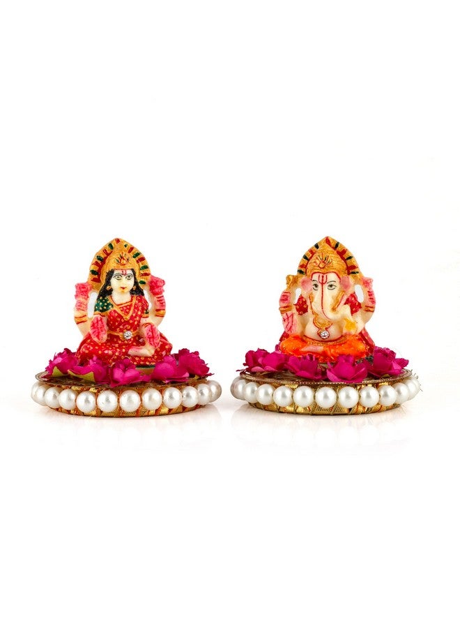 JH Gallery Recycled Material Laxmi Ganesh Idol Showpiece For Diwali Home Decoration Items - Lakshmi Ganesh For Diwali Puja, Multi Colour, Pack of 2, Religious - Image 2