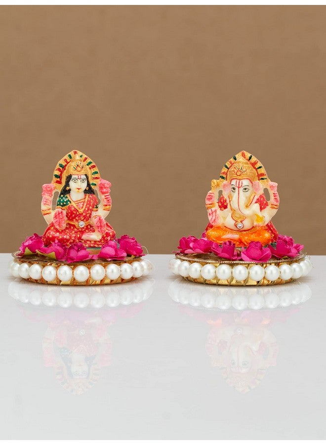 JH Gallery Recycled Material Laxmi Ganesh Idol Showpiece For Diwali Home Decoration Items - Lakshmi Ganesh For Diwali Puja, Multi Colour, Pack of 2, Religious - Image 4