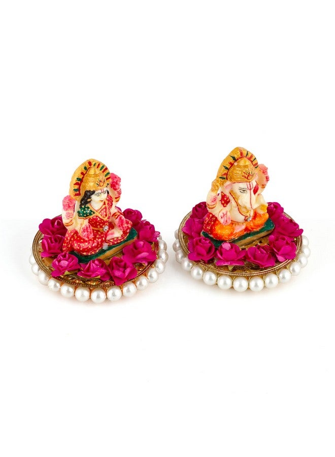 JH Gallery Recycled Material Laxmi Ganesh Idol Showpiece For Diwali Home Decoration Items - Lakshmi Ganesh For Diwali Puja, Multi Colour, Pack of 2, Religious - Image 3