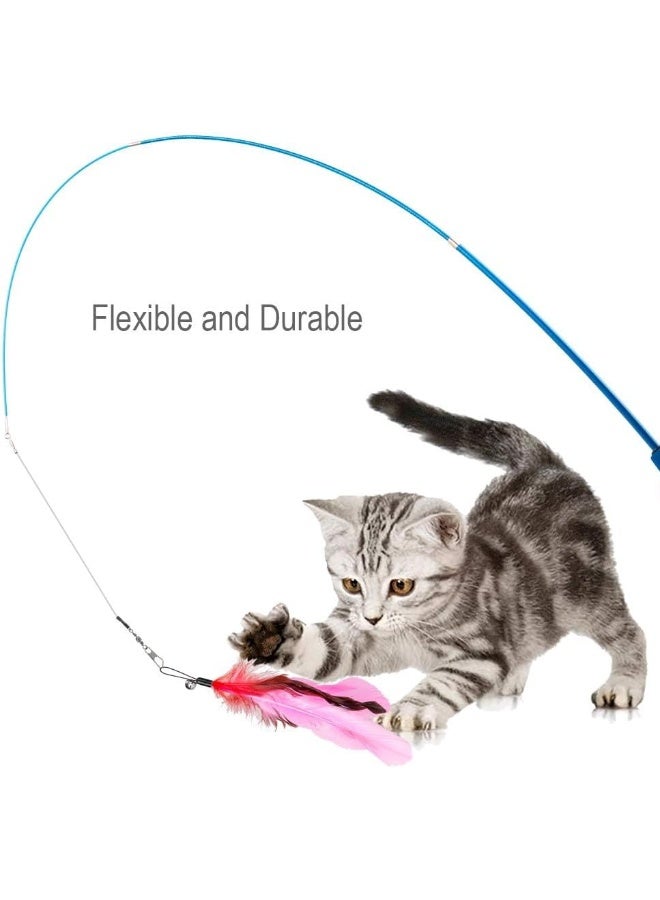 Coodipet Cat Toys Feather Toy, 2PCS Retractable Wand and 10PCS Replacement Teaser with Bell Refills, Interactive Catcher and Funny Exercise for Kitten Assorted - Image 5