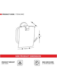Johnson Bathrooms Johnson Alpha 304 Grade Toilet Paper Holder for Bathroom Toilet Roll Holder with Mini Shelf Rack Stand Chrome Colour T1554CAMZ 1 Year Warranty  - Image 2