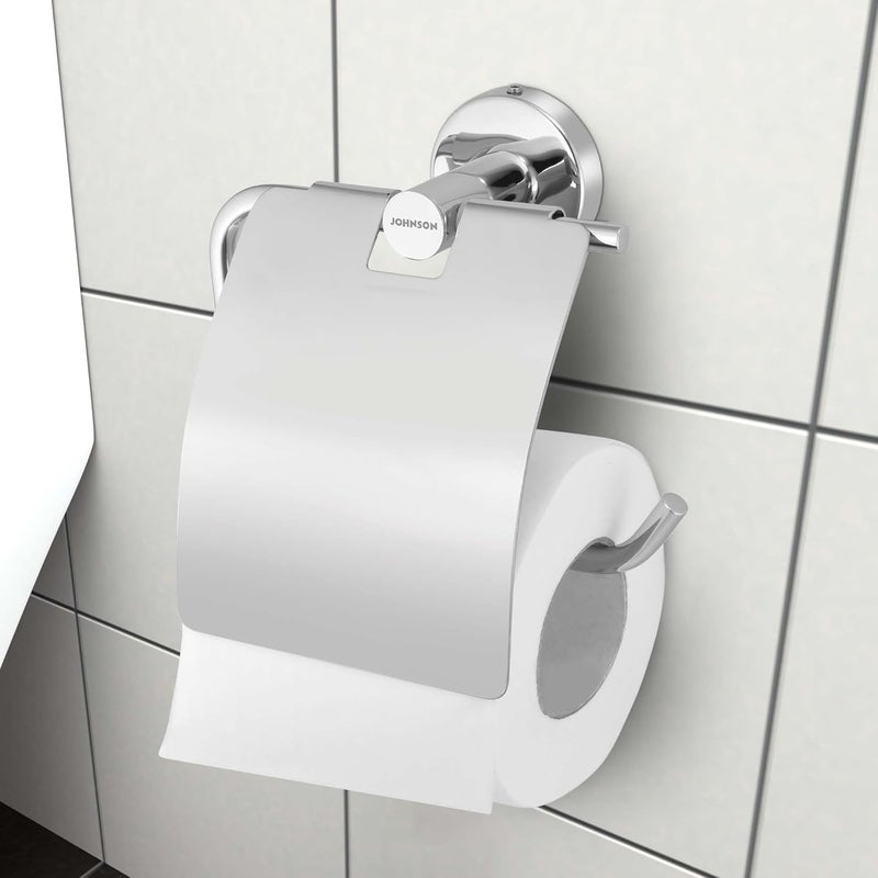 Johnson Bathrooms Johnson Alpha 304 Grade Toilet Paper Holder for Bathroom Toilet Roll Holder with Mini Shelf Rack Stand Chrome Colour T1554CAMZ 1 Year Warranty - Image 1