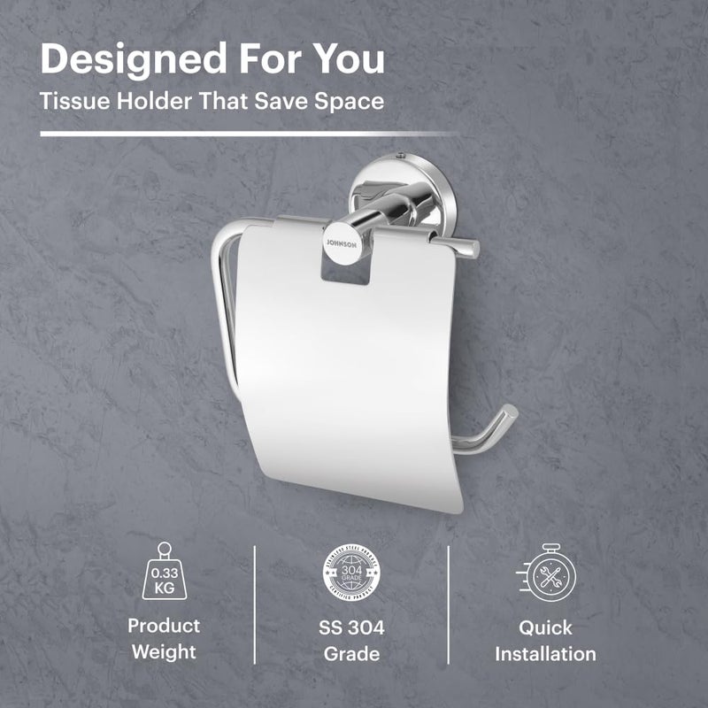 Johnson Bathrooms Johnson Alpha 304 Grade Toilet Paper Holder for Bathroom Toilet Roll Holder with Mini Shelf Rack Stand Chrome Colour T1554CAMZ 1 Year Warranty - Image 4