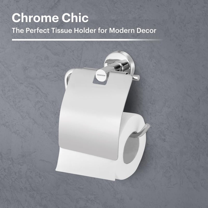 Johnson Bathrooms Johnson Alpha 304 Grade Toilet Paper Holder for Bathroom Toilet Roll Holder with Mini Shelf Rack Stand Chrome Colour T1554CAMZ 1 Year Warranty - Image 3