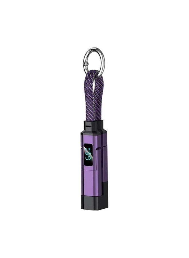 4-in-1 Keychain Fast Charging Data Cable with Digital Display, Braided Zinc Alloy - Image 2