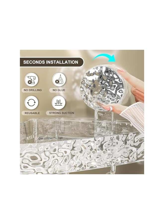 Green Tiger 1 Pack Corner Shower Caddy, Removable Suction Cup Shower Shelf Adhesive Bathroom Shower Organizer, No-Drill Clear Wall Caddy with 4 Hooks for Bathroom, Toilet, Kitchen - Image 3