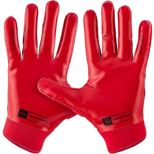 Grip Boost Football Gloves Raptor 20 Padded Mens Lineman Gloves with Boost Plus Grip Technology Red Large - Image 3