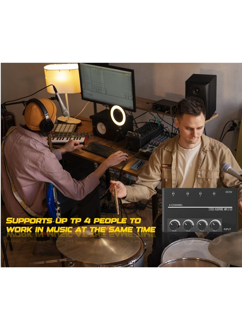 Generic 4-Channel Headphone Amplifier, Stereo Audio Splitter with 4 Outputs for Music Sharing and DJing, Perfect for Group Listening  - Image 5
