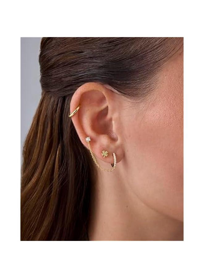 PAVOI 14K Gold Plated Sterling Silver Posts Dainty Emoji Screwback Earrings for Women | Dainty Helix Cartilage Piercing Jewelry | Palm Tree Bow Flower Bumble Bee Star Martini Clover Wishbone Smiley Rose Mushroom Blaze It Leaf Western Cowgirl Boots Cactus Horseshoe Flatback Stud Earrings Piercing - Image 2