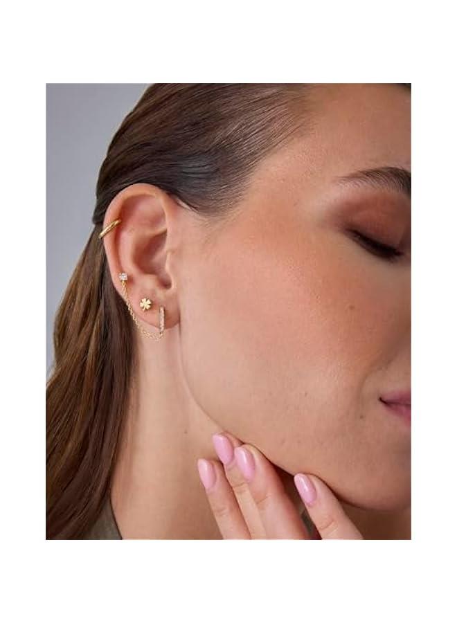 PAVOI 14K Gold Plated Sterling Silver Posts Dainty Emoji Screwback Earrings for Women | Dainty Helix Cartilage Piercing Jewelry | Palm Tree Bow Flower Bumble Bee Star Martini Clover Wishbone Smiley Rose Mushroom Blaze It Leaf Western Cowgirl Boots Cactus Horseshoe Flatback Stud Earrings Piercing - Image 4