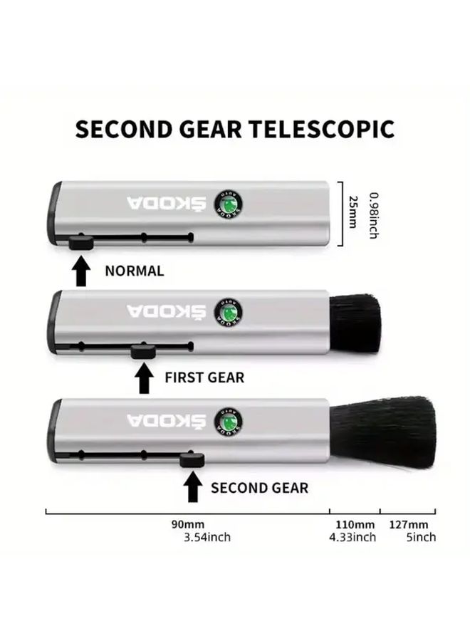 Silvery Telescopic Car Interior Cleaning Brush Soft Bristle Ergonomic Handle Compact Design For Tight Spaces - Image 3