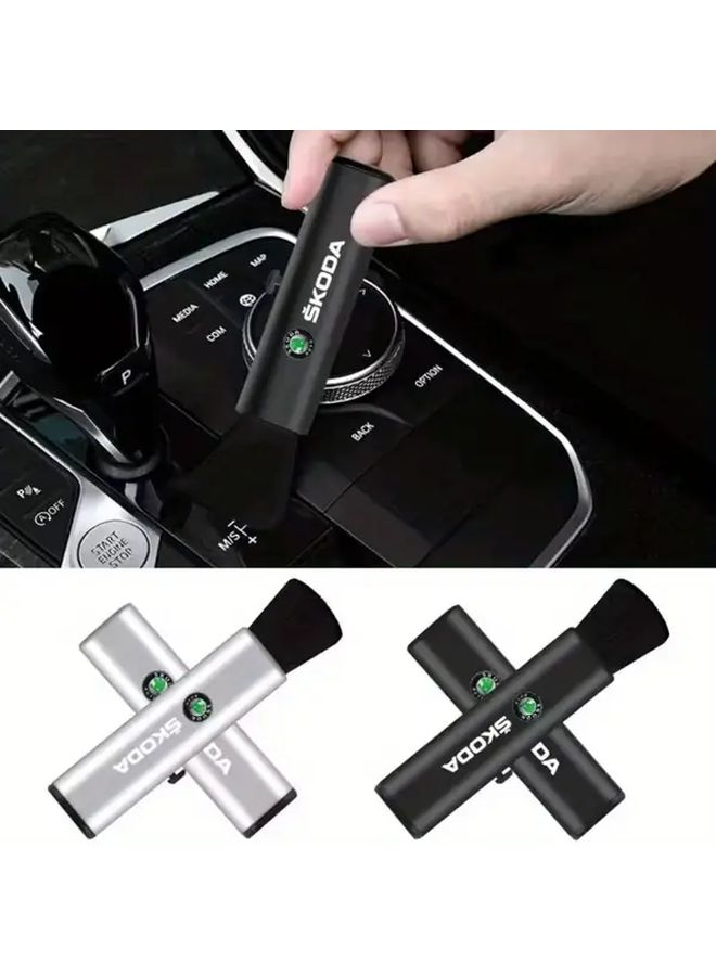 Silvery Telescopic Car Interior Cleaning Brush Soft Bristle Ergonomic Handle Compact Design For Tight Spaces - Image 1