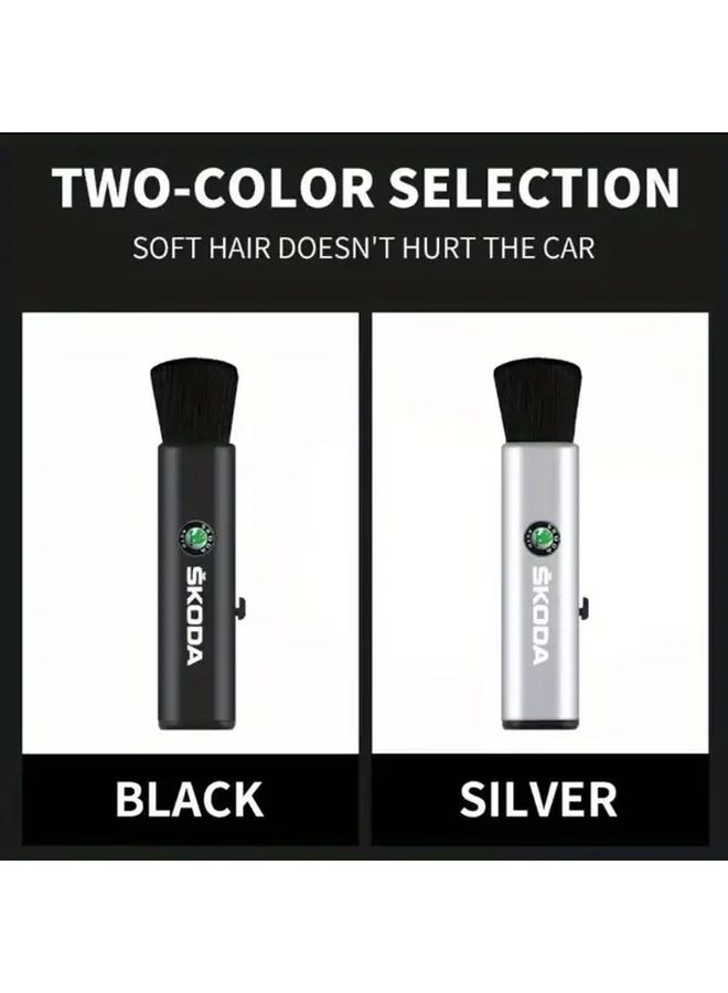 Silvery Telescopic Car Interior Cleaning Brush Soft Bristle Ergonomic Handle Compact Design For Tight Spaces - Image 2