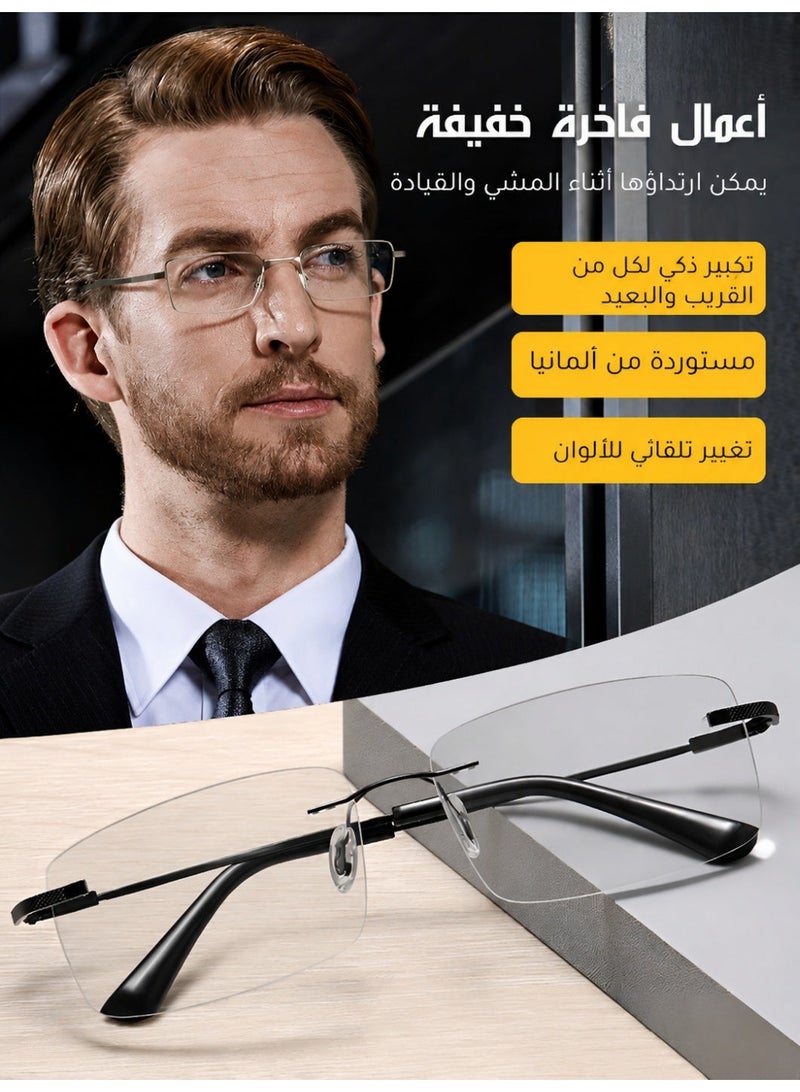 نظارات قراءة خفيفة للغاية بدون إطار متغيرة اللون وحماية من الضوء الأزرق - Image 2