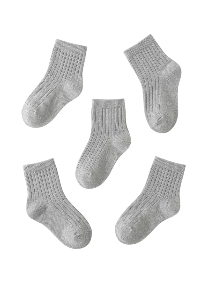Bidani Essential Gray Cotton School Socks 1 (5-Pack) Short