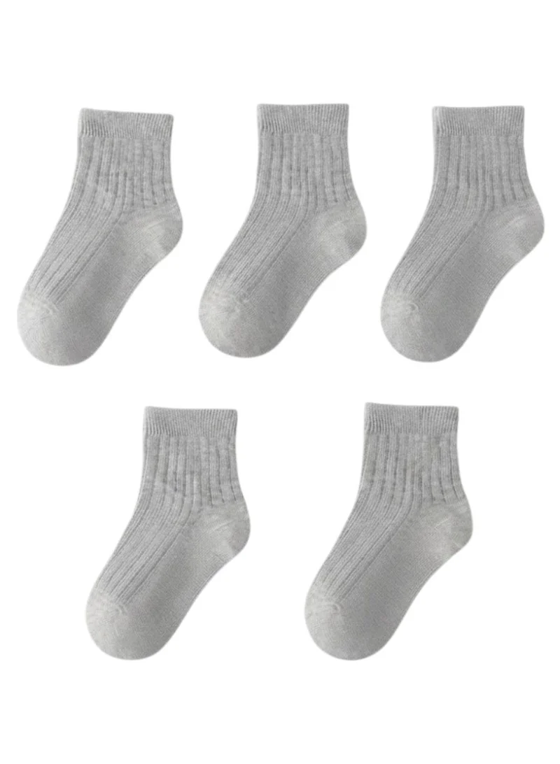 Bidani Essential Gray Cotton School Socks 1 (5-Pack) Short