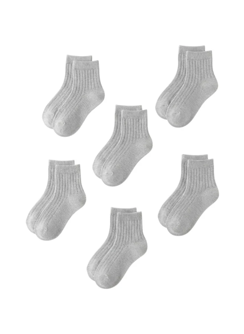 Bidani  Essential Gray Cotton School Socks 1 (5-Pack) Short  | Best Price UAE