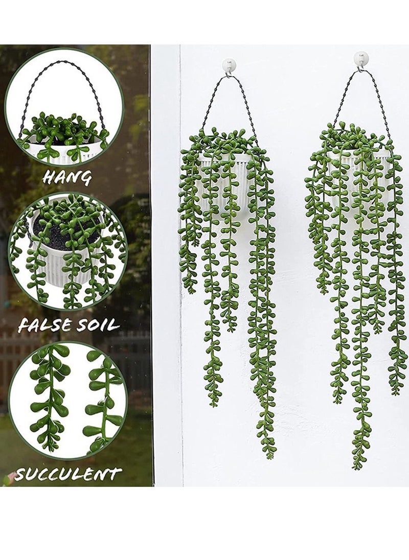 HomarKet - 4-Piece Artificial Hanging Plants Faux Succulent Vine for Wall House Room Indoor Outdoor Decoration - Image 1
