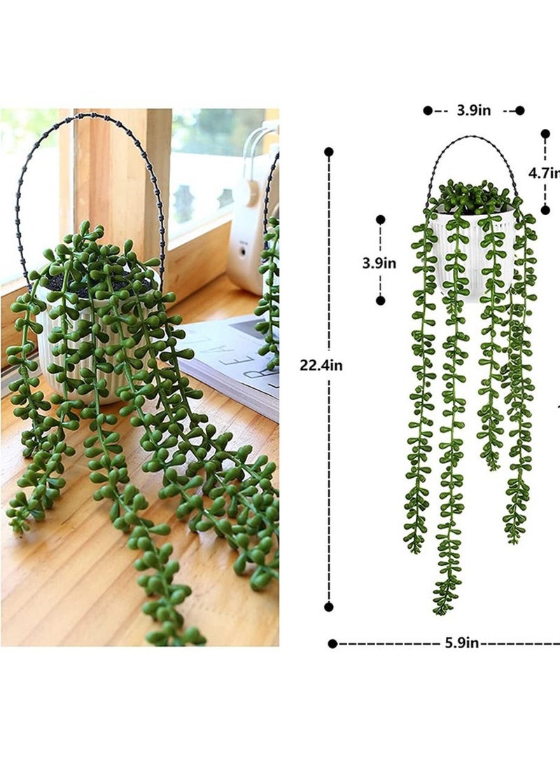 HomarKet - 4-Piece Artificial Hanging Plants Faux Succulent Vine for Wall House Room Indoor Outdoor Decoration - Image 1
