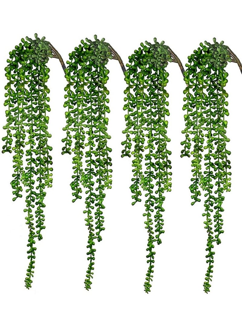 HomarKet - 4-Piece Artificial Hanging Plants Faux Succulent Vine for Wall House Room Indoor Outdoor Decoration - Image 1