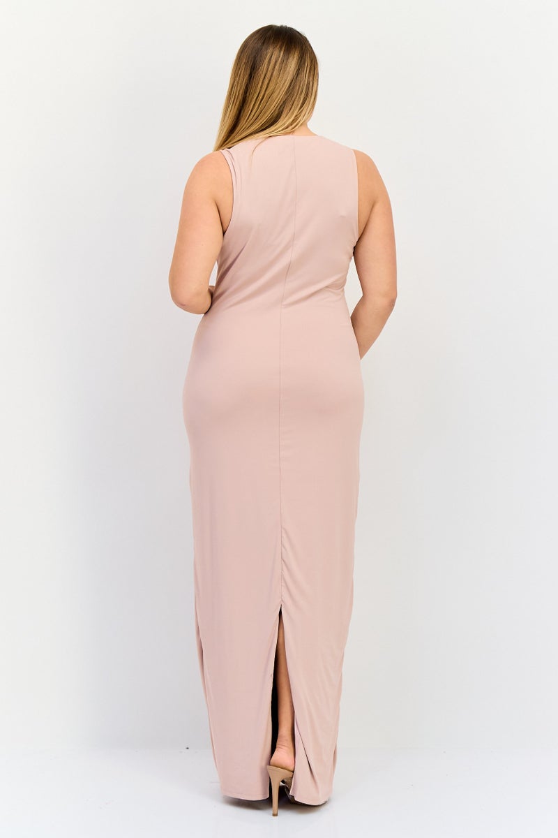 bebe Women Solid Maxi Dress, Pink - Image 4