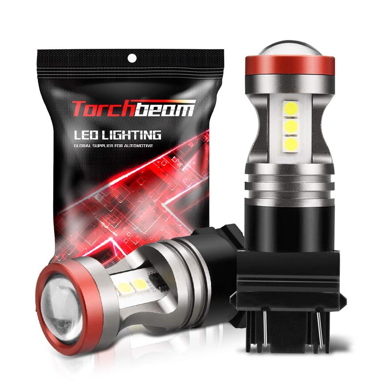 Torchbeam 3157 LED Light Bulbs 3600 Lumens with Projector Errorfree For Reverse Back Up Lights DRL Brake Lights Fit 3156 3057 3056 4157 6500K Xenon WhitePack of 2