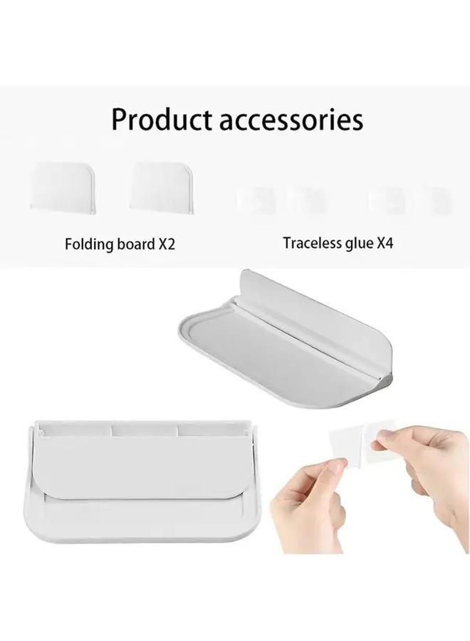 2pcs Foldable Adhesive Wall Mounted Bathroom Organizer No Drill Self Adhesive Shelves For Towels Toiletries Essentials Durable Plastic Space Saving Storage Rack For Bedroom Bathroom Kitchen Office Easy Install Damage Free Compact Design - Image 5
