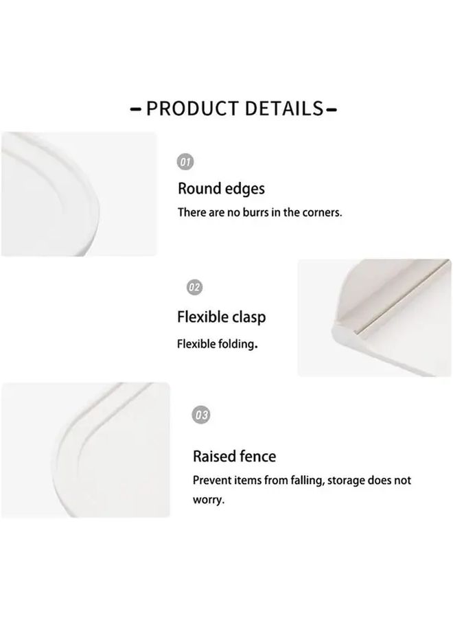 2pcs Foldable Adhesive Wall Mounted Bathroom Organizer No Drill Self Adhesive Shelves For Towels Toiletries Essentials Durable Plastic Space Saving Storage Rack For Bedroom Bathroom Kitchen Office Easy Install Damage Free Compact Design - Image 3